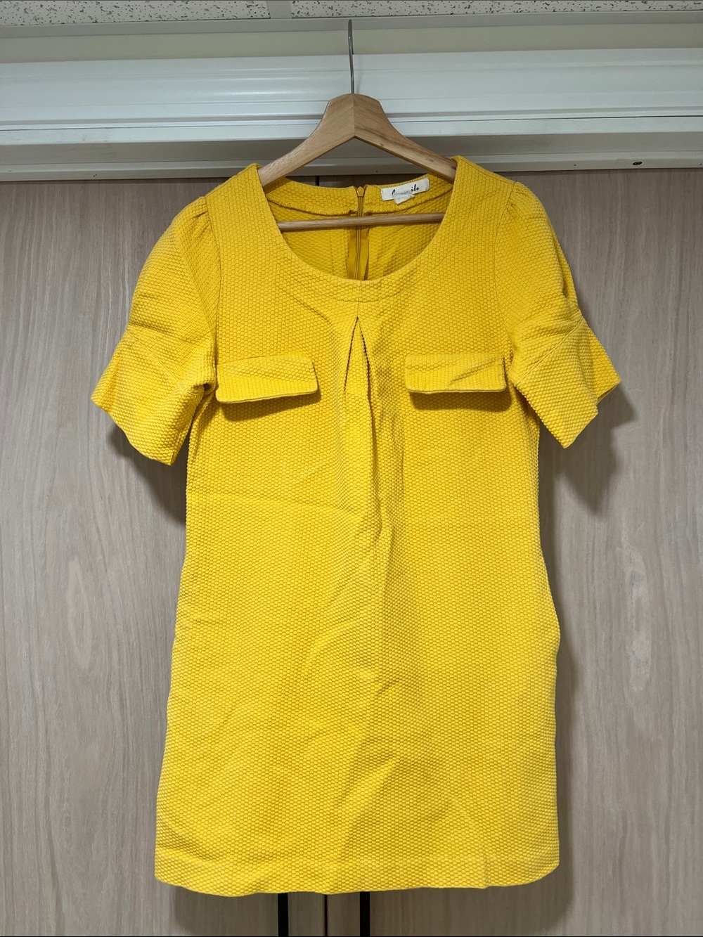 Textured Short Sleeve Tunic in Mustard Yellow